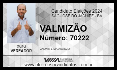 Candidato VALMIZÃO 2024 - SÃO JOSÉ DO JACUÍPE - Eleições