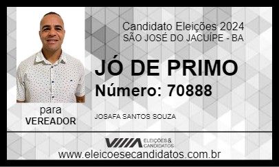 Candidato JÓ DE PRIMO 2024 - SÃO JOSÉ DO JACUÍPE - Eleições