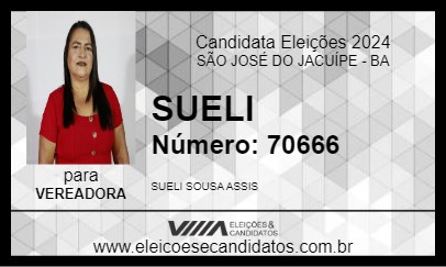 Candidato SUELI 2024 - SÃO JOSÉ DO JACUÍPE - Eleições