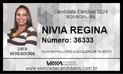 Candidato NIVIA REGINA 2024 - BOA NOVA - Eleições