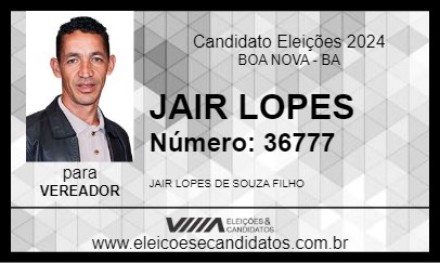 Candidato JAIR LOPES 2024 - BOA NOVA - Eleições