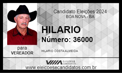 Candidato HILARIO 2024 - BOA NOVA - Eleições