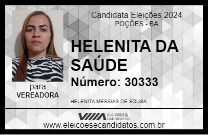 Candidato HELENITA DA SAÚDE 2024 - POÇÕES - Eleições