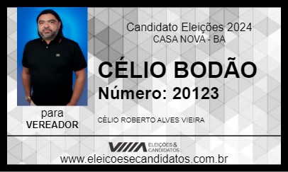 Candidato CÉLIO BODÃO 2024 - CASA NOVA - Eleições