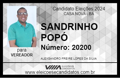 Candidato SANDRINHO POPÓ 2024 - CASA NOVA - Eleições