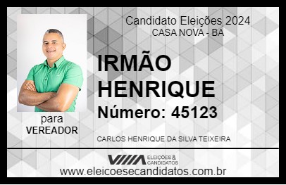 Candidato IRMÃO HENRIQUE 2024 - CASA NOVA - Eleições