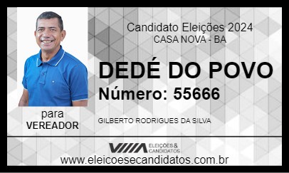 Candidato DEDÉ DO POVO 2024 - CASA NOVA - Eleições