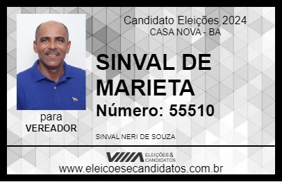 Candidato SINVAL DE MARIETA 2024 - CASA NOVA - Eleições