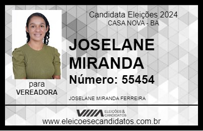 Candidato JOSELANE MIRANDA 2024 - CASA NOVA - Eleições