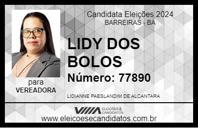 Candidato LIDY DOS BOLOS 2024 - BARREIRAS - Eleições