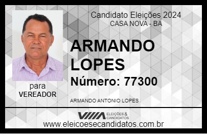 Candidato ARMANDO LOPES 2024 - CASA NOVA - Eleições