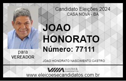 Candidato JOAO HONORATO 2024 - CASA NOVA - Eleições