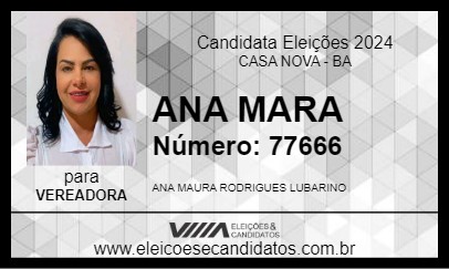 Candidato ANA MARA 2024 - CASA NOVA - Eleições