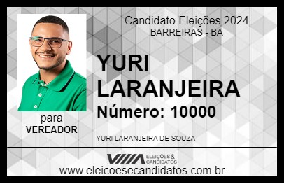 Candidato YURI LARANJEIRA 2024 - BARREIRAS - Eleições