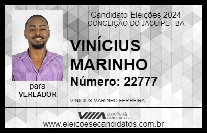 Candidato VINÍCIUS MARINHO 2024 - CONCEIÇÃO DO JACUÍPE - Eleições