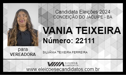 Candidato VANIA TEIXEIRA 2024 - CONCEIÇÃO DO JACUÍPE - Eleições