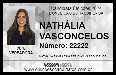 Candidato NATHÁLIA VASCONCELOS 2024 - CONCEIÇÃO DO JACUÍPE - Eleições