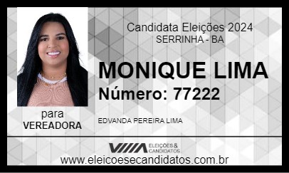 Candidato MONIQUE LIMA 2024 - SERRINHA - Eleições