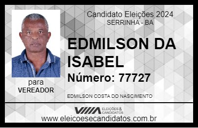 Candidato EDMILSON DA ISABEL 2024 - SERRINHA - Eleições