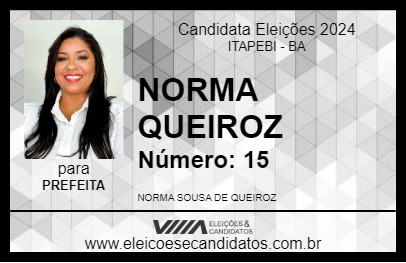 Candidato NORMA QUEIROZ 2024 - ITAPEBI - Eleições