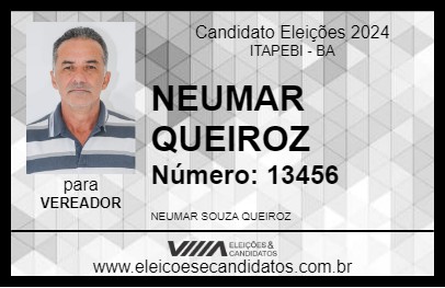 Candidato NEUMAR QUEIROZ 2024 - ITAPEBI - Eleições