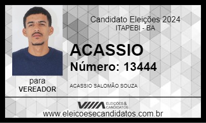 Candidato ACASSIO 2024 - ITAPEBI - Eleições