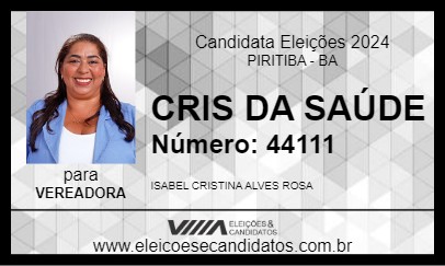 Candidato CRIS DA SAÚDE 2024 - PIRITIBA - Eleições