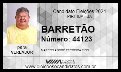 Candidato BARRETÃO 2024 - PIRITIBA - Eleições