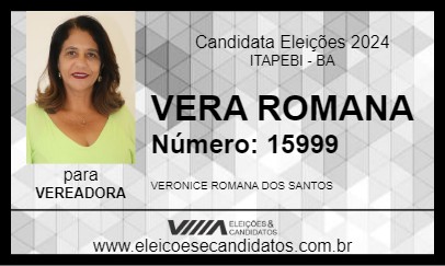 Candidato VERA ROMANA 2024 - ITAPEBI - Eleições