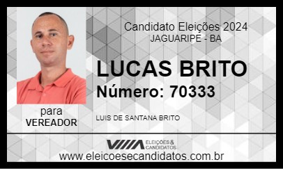 Candidato LUCAS BRITO 2024 - JAGUARIPE - Eleições