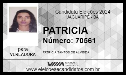 Candidato PATRICIA 2024 - JAGUARIPE - Eleições