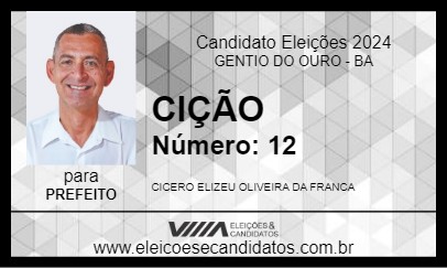 Candidato CIÇÃO 2024 - GENTIO DO OURO - Eleições