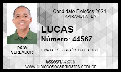 Candidato LUCAS 2024 - TAPIRAMUTÁ - Eleições