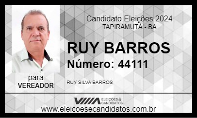 Candidato RUY BARROS 2024 - TAPIRAMUTÁ - Eleições