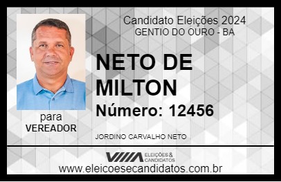 Candidato NETO DE MILTON 2024 - GENTIO DO OURO - Eleições