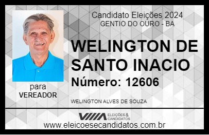 Candidato WELINGTON DE SANTO INACIO 2024 - GENTIO DO OURO - Eleições