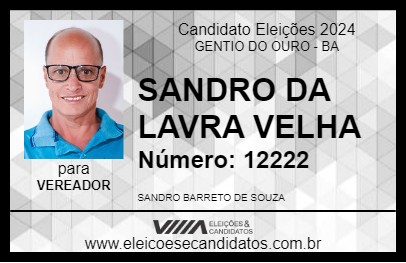 Candidato SANDRO DA LAVRA VELHA 2024 - GENTIO DO OURO - Eleições