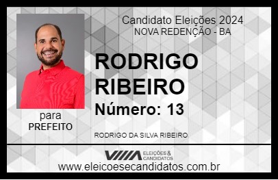 Candidato RODRIGO RIBEIRO 2024 - NOVA REDENÇÃO - Eleições