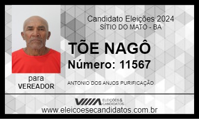 Candidato TÕE NAGÔ 2024 - SÍTIO DO MATO - Eleições