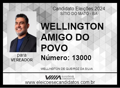 Candidato WELLINGTON AMIGO DO POVO 2024 - SÍTIO DO MATO - Eleições