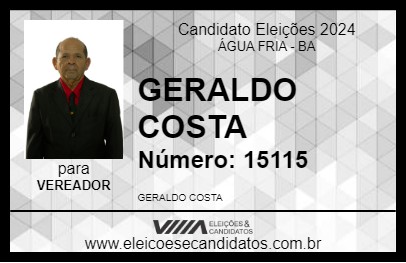 Candidato GERALDO COSTA 2024 - ÁGUA FRIA - Eleições