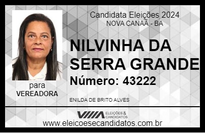 Candidato NILVINHA DA SERRA GRANDE 2024 - NOVA CANAÃ - Eleições