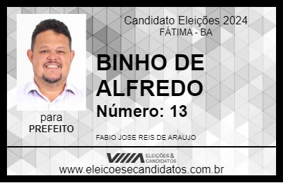 Candidato BINHO DE ALFREDO 2024 - FÁTIMA - Eleições