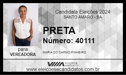 Candidato PRETA 2024 - SANTO AMARO - Eleições