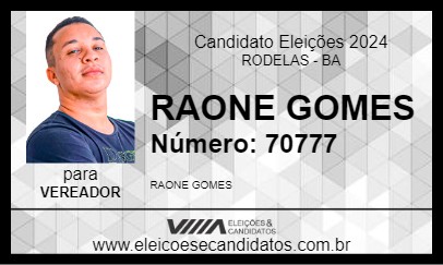 Candidato RAONE GOMES 2024 - RODELAS - Eleições