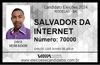 Candidato SALVADOR DA INTERNET 2024 - RODELAS - Eleições