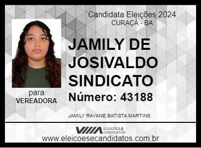 Candidato JAMILY DE JOSIVALDO  SINDICATO 2024 - CURAÇÁ - Eleições