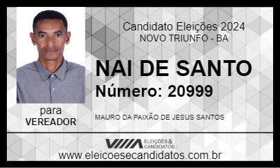 Candidato NAI DE SANTO 2024 - NOVO TRIUNFO - Eleições