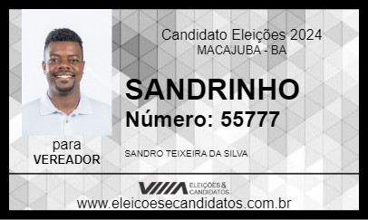 Candidato SANDRINHO 2024 - MACAJUBA - Eleições