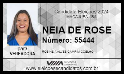 Candidato NEIA DE ROSE 2024 - MACAJUBA - Eleições